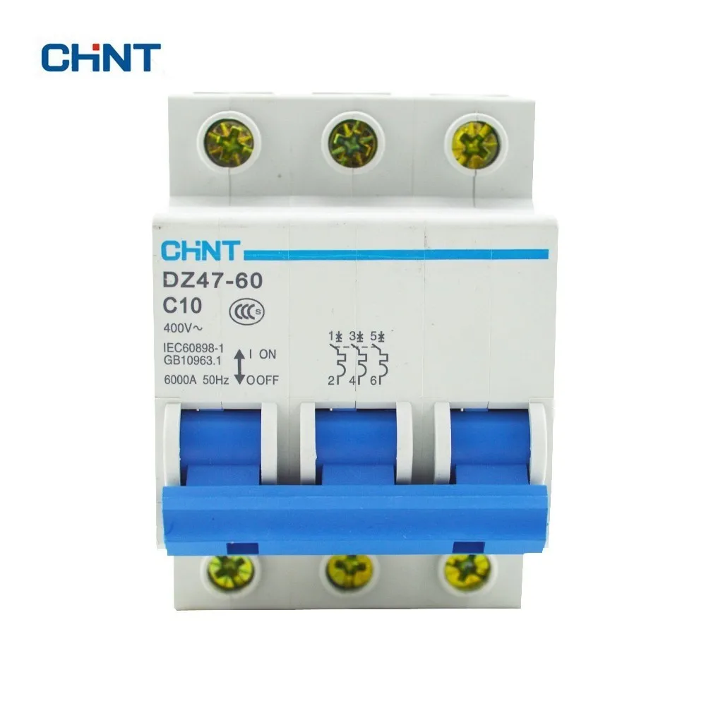 

CHINT DZ47-60 C10 3P 10A 3 Pole Domestic C Type Small Air Switch Unipolar Electric Shock Protection