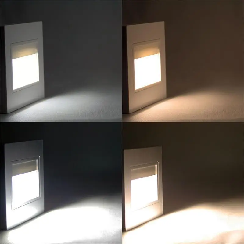 1.5W LED Recessed Wall Lamp Fixture Stair Light Warm White Step Pathway Garden Patio Floor Stair Step Lighting Lamp