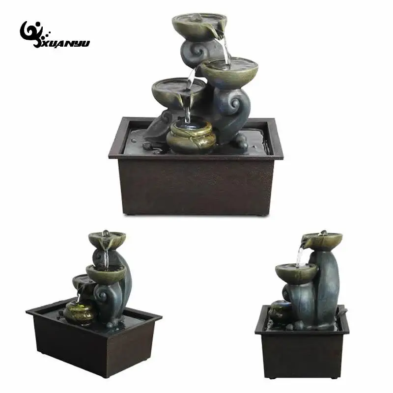  Synthetic Resin Miniature Fountain Creative Watering Home Decor Living Room Office Desk Ornaments H