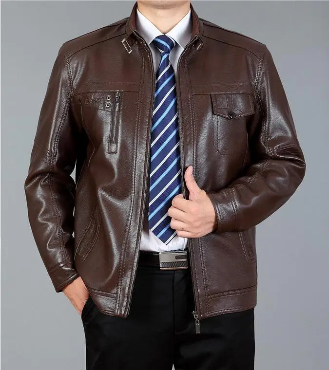 Fashion Men's Leather Jackets And Coats Suit Collar Leather Jackets Men Slim Clothing Soft Faux Leather Clothes For Man