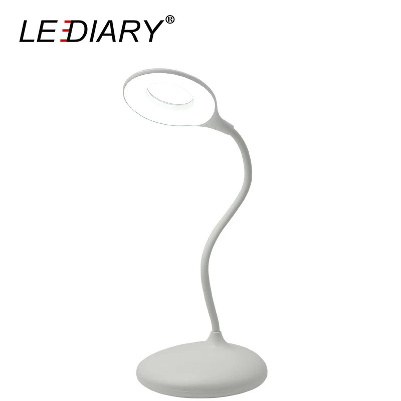 

LEDIARY Flexible LED Table Lamps USB 5V Circle Shape Rechargeable Bed Night Light Pure White Body Touch Dimmer Reading Desk Lamp