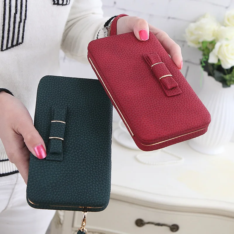 

Purse wallet female famous brand long pu leather coin purses card holders cellphone pocket gifts for women money bag clutch 505
