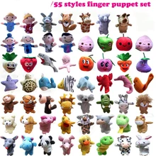 

55Pcs Animal figures Marine fruit animals a set of cartoon plush toys Doll's fingers puppet games Stage performance props