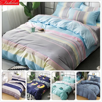 

Colour Stripe Kids Soft Skin Cotton Bedding Set 3pcs/4pcs Bed Linen Single Twin Full Queen King Size Duvet Cover 1.35m 1.5m 1.8m