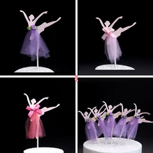 Лидер продаж торт ко дню рождения флаг балетки для девочек розовый газовое платье жемчужные нити свадебный торт карты платье принцессы карты аксессуар для кекса