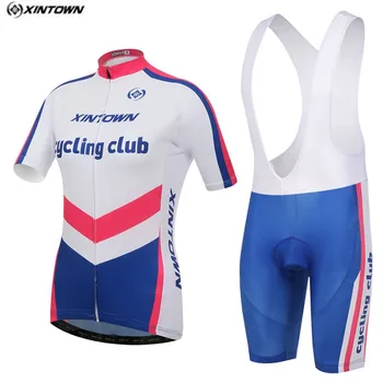 

XINTOWN Women White Cycling Jersey Bib Shorts Sets Pro Bike clothing Suits Team bicycle mtb Top bottom Quick Dry