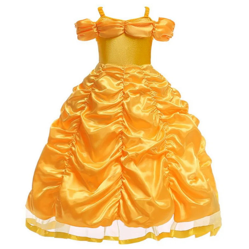 Для Девочек Принцесса Белль костюм платье с открытыми плечами сказка Косплэй Хэллоуин Платья для вечеринок для больших девочек Deluxe