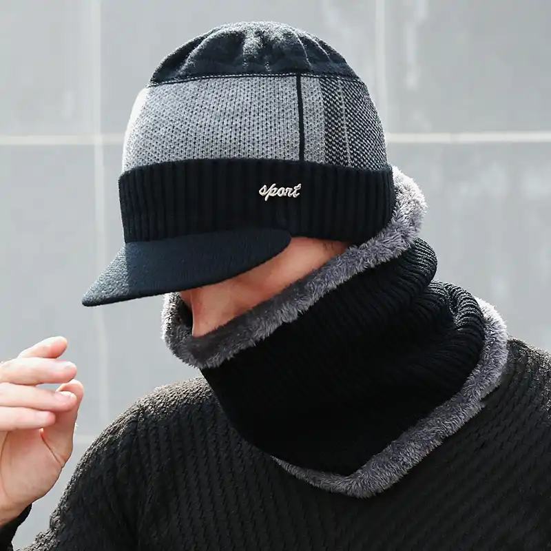 2020 Winter Hats For Men Skullies Beanie Hat Winter Cap Men Women Wool Scarf Caps Set Balaclava Mask Gorras Bonnet Knitted Hat
