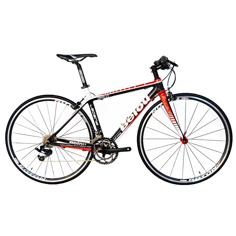 BEIOU Углеродные удобные велосипеды 700C дорожный велосипед LTWOO 2*10 скорость S R A M полный тормоз 18,3 фунтов гибридный велосипед волокна CB012 - Цвет: Red