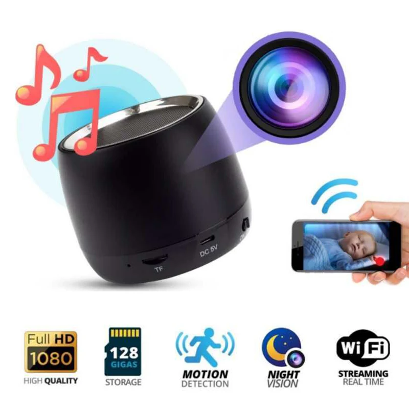

Portable wireless Bluetooth Speaker Bluetooth Speaker Micro Camera WiFi Full HD 1080P Vedio Recorder Wireless Stereo Speaker Cam