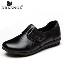 DRKANOL/Новинка; женская обувь на плоской подошве; сезон осень-зима; Теплая Повседневная обувь; лоферы из натуральной кожи с круглым носком; женская обувь; большие размеры 35-43