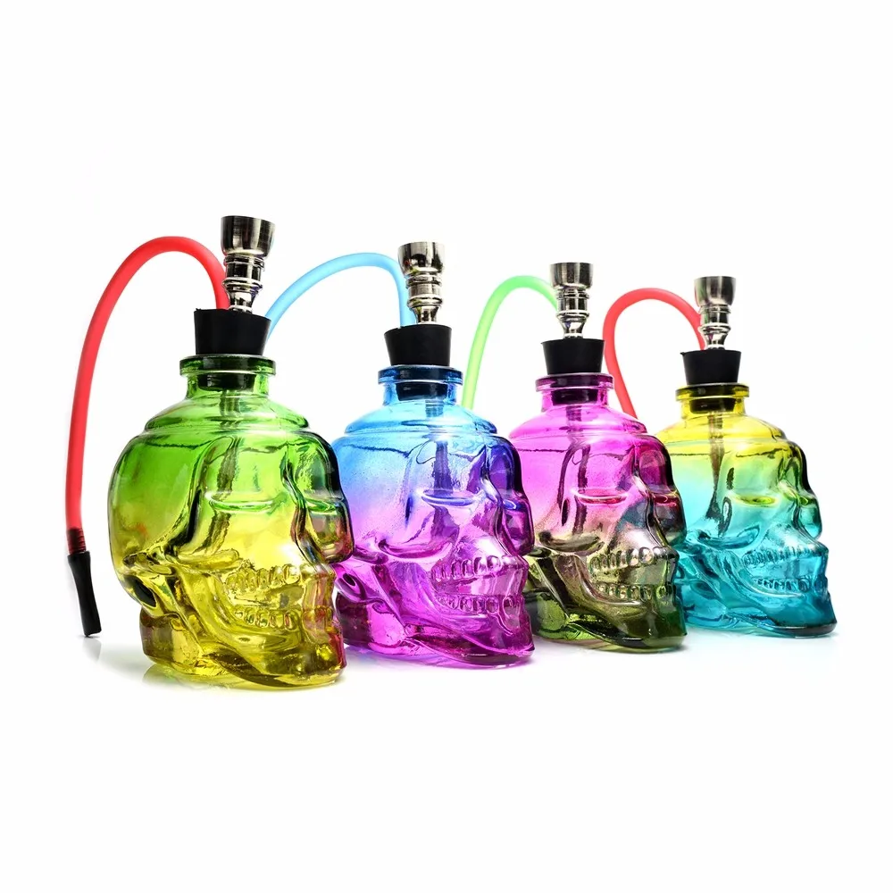 

Latest Water Pipe Glass Herb Weed Hookah Glass Pipe Punk Ghost Head Skull Style Chicha Shisha Smoking Pipes Tobacco for Hookah
