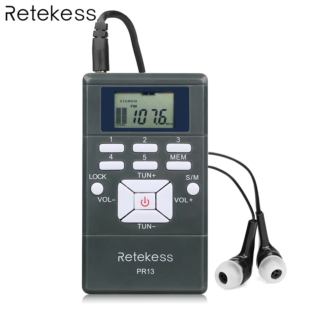 

Retekess PR13 Portable Stereo FM Radio Pocket Radio Digital Clock Receiver for Large meeting Simultaneous Interpretation F9213