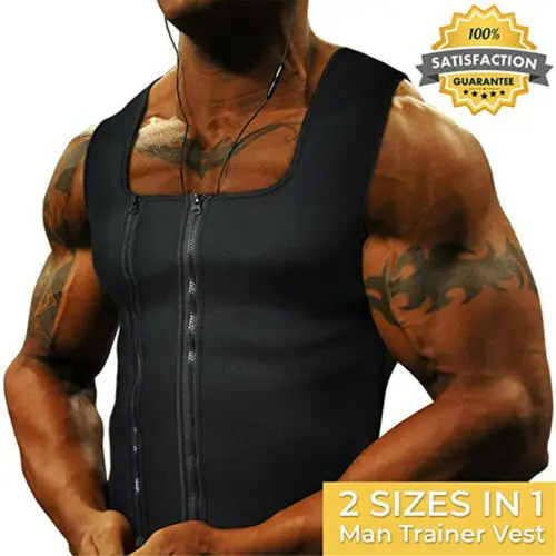 

Mens Body Shaper nderbust Trainer Corset Shapewear Neoprene Vest Zipper Sweat Slimming Corset Top Waist Cinechers Girdle Belt