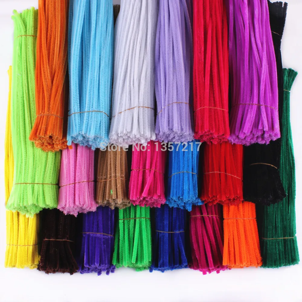 

Free Shipping 100PCS Multicolor Plush Iron Wire Flexible Flocking Craft Sticks Pipe Cleaner Creativity Developing Kids DIY Toys