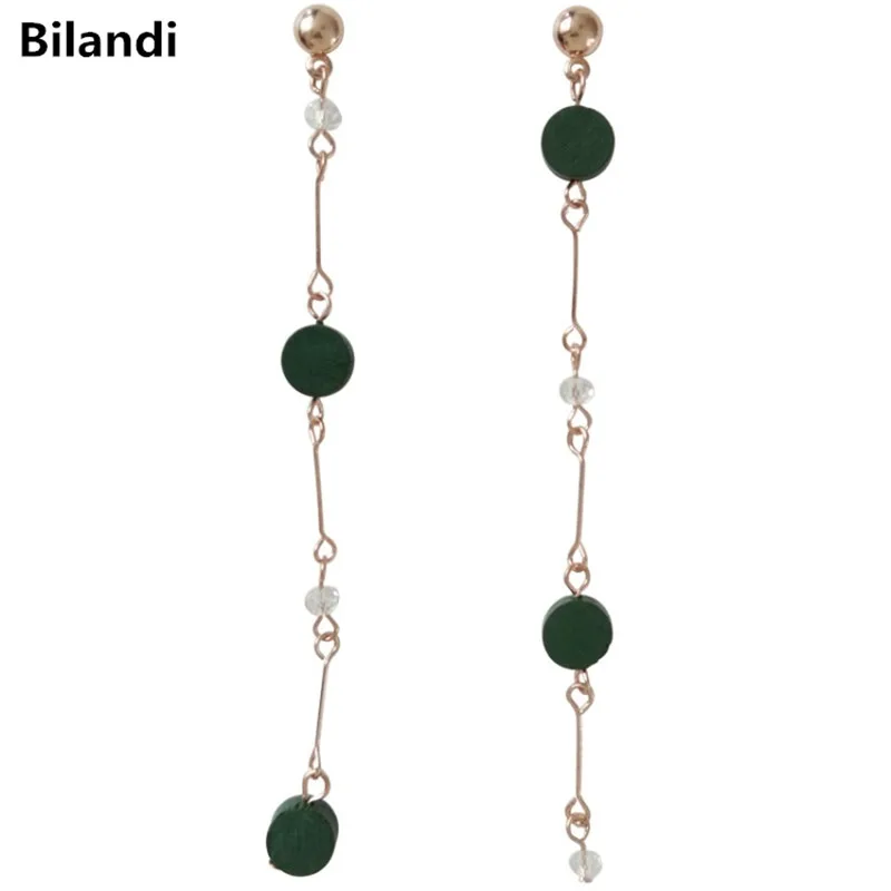

Pretty Design Asymmetric Crystal Wooden Beads Drop Earrings For Woman Imitation Jewelry