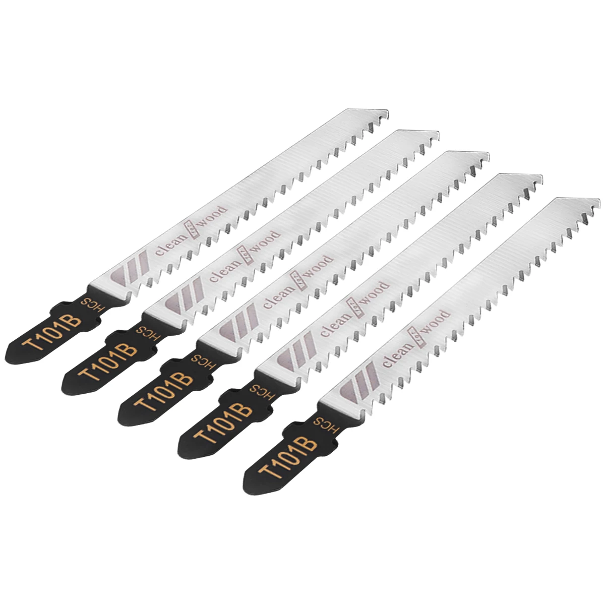 5pcs T101B Jigsaw Blades High Quality Metal Steel Saw Blade 100mm For Softwood & Hardwood Wood Plastics Clean Cut