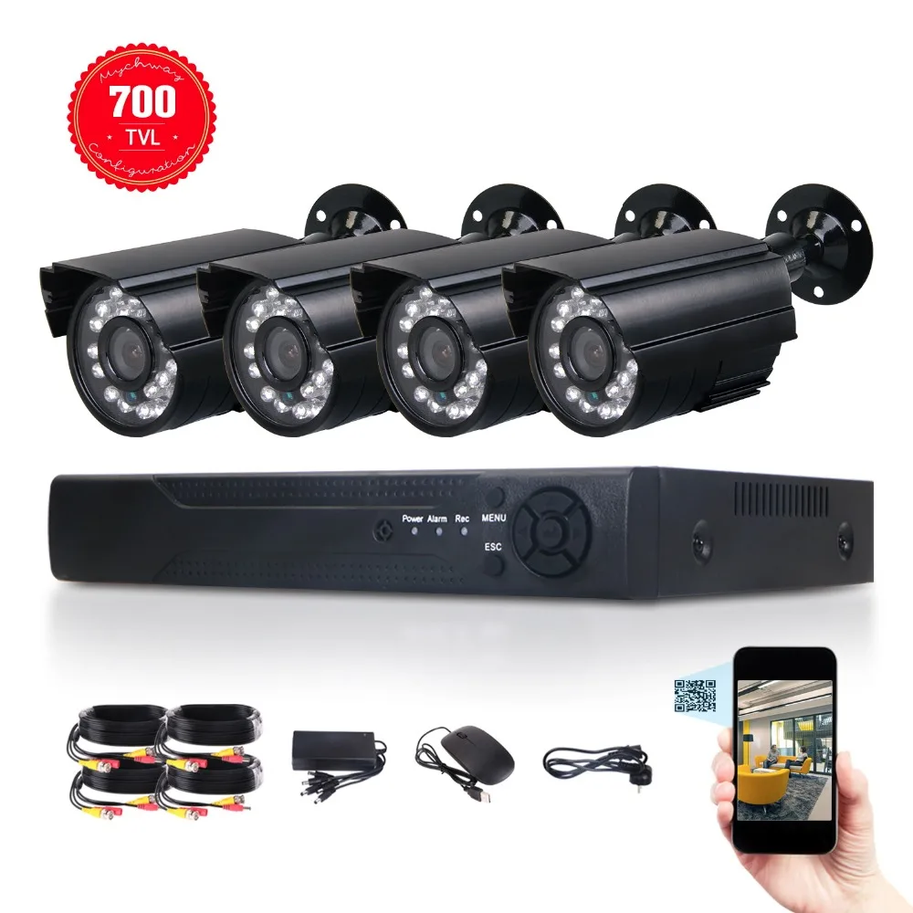 4CH CCTV System CCTV Kit Outdoor 4 Camera 700TVL IR Camera Security System Home Surveillance System P2P DVR 4 Channel