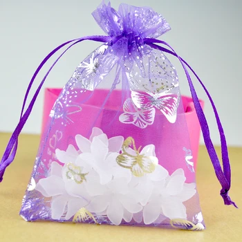 

100pcs/lot Deep Purple Organza Bags 7x9cm Small Jewelry Boutique Gifts Packaging Bag Pouches Cute Organza Drawstring Gift Bags