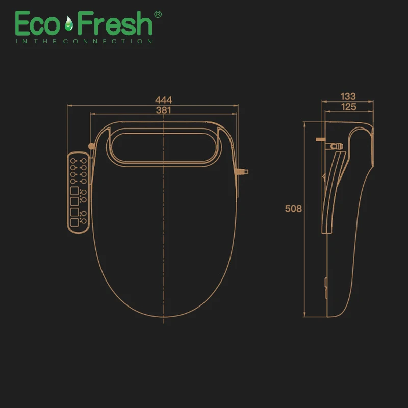 Ecofresh LED wc светильник ed Smart удлиненное U сиденье для унитаза электрическое биде