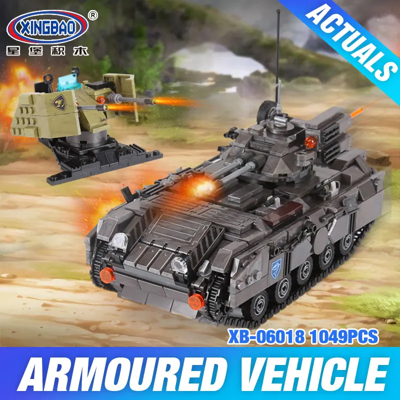 

XINGBAO 06018 Genuine Assemblage Military The Armoured Vehicle Set Building Blocks Bricks Educational Toys DIY Tank Kids Gifts
