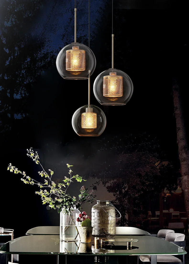 Скандинавский промышленный светильник в стиле лофт, креативный, лаконичный, стеклянный, для столовой, подвесной светильник, ретро, для бара, для учебы, подвесной светильник