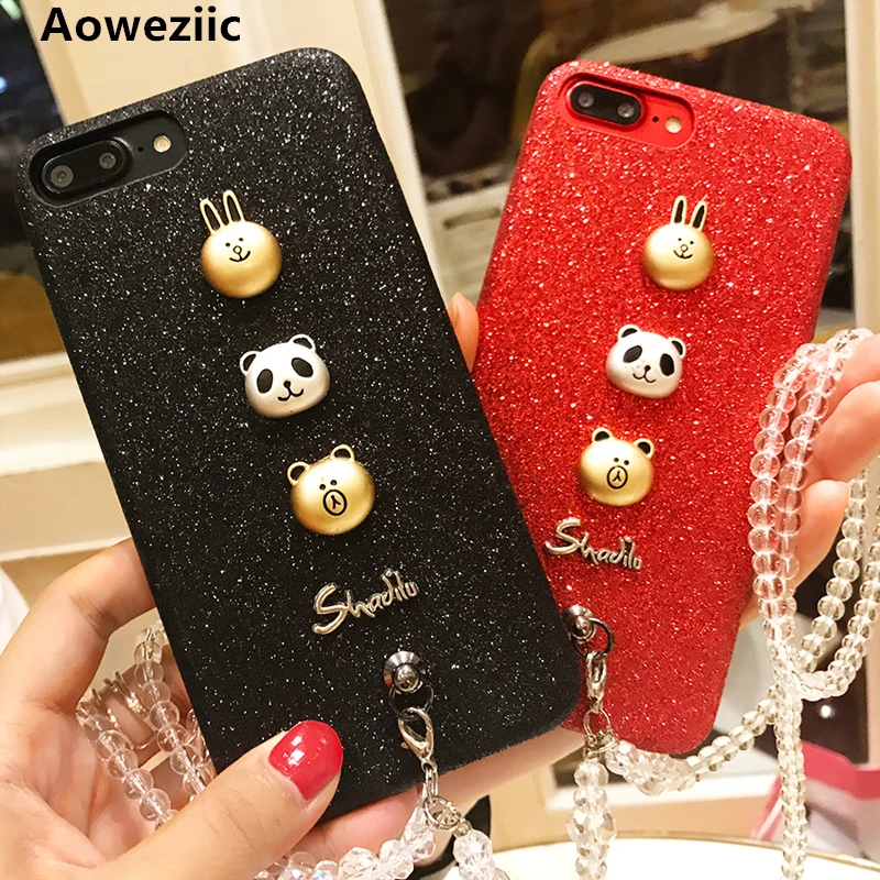 Aoweziic DIY 7plus mobile phone shell lanyard female For iphone8 X XS Euramerican brand atmosphere 6S diamond extravagant