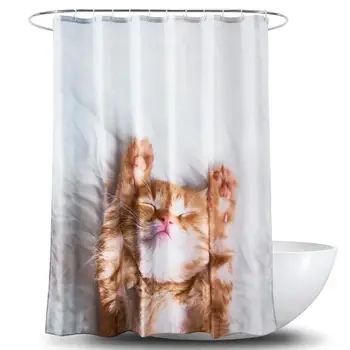 

Luxury Shower Curtain Bling Tree Cat Printed Pattern Shower Curtain for Bathroom Simple Elegant Waterproof Bath Curtains