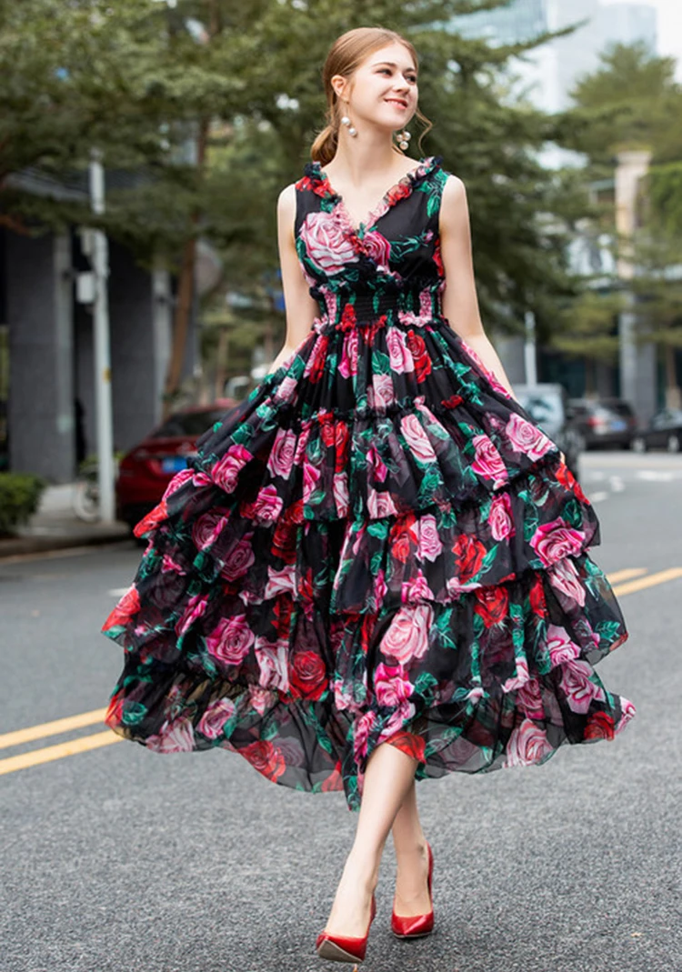 High Quality New Fashion 2019 Designer Runway Dress Womens Sleeveless