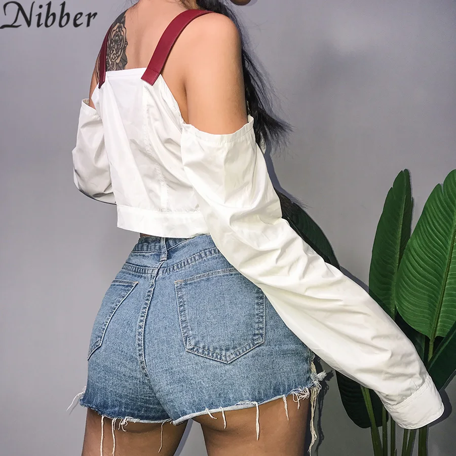 Nibber Модные женские сексуальные короткие топы с открытыми плечами Летние повседневные свободные Популярные топы с рукавами новая белая уличная одежда футболка