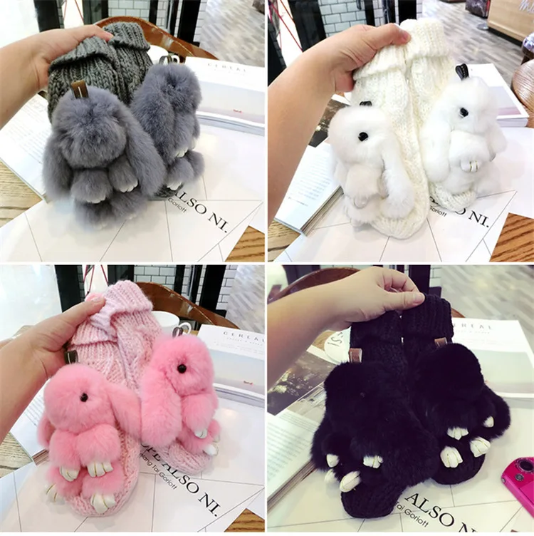 

2018 Winter Lovely Women Bear Cat Claw Paw Mitten Plush Gloves Animal Gloves Ladies Half Cover Female Gloves Solid Girl Gloves