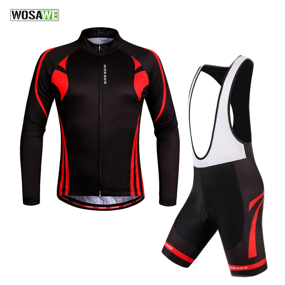 

WOSAWE Long Pro Quick Dry Cycling Jersey set +bib shorts Outdoor Sports Jacket MTB Riding Clothes Ropa Ciclismo