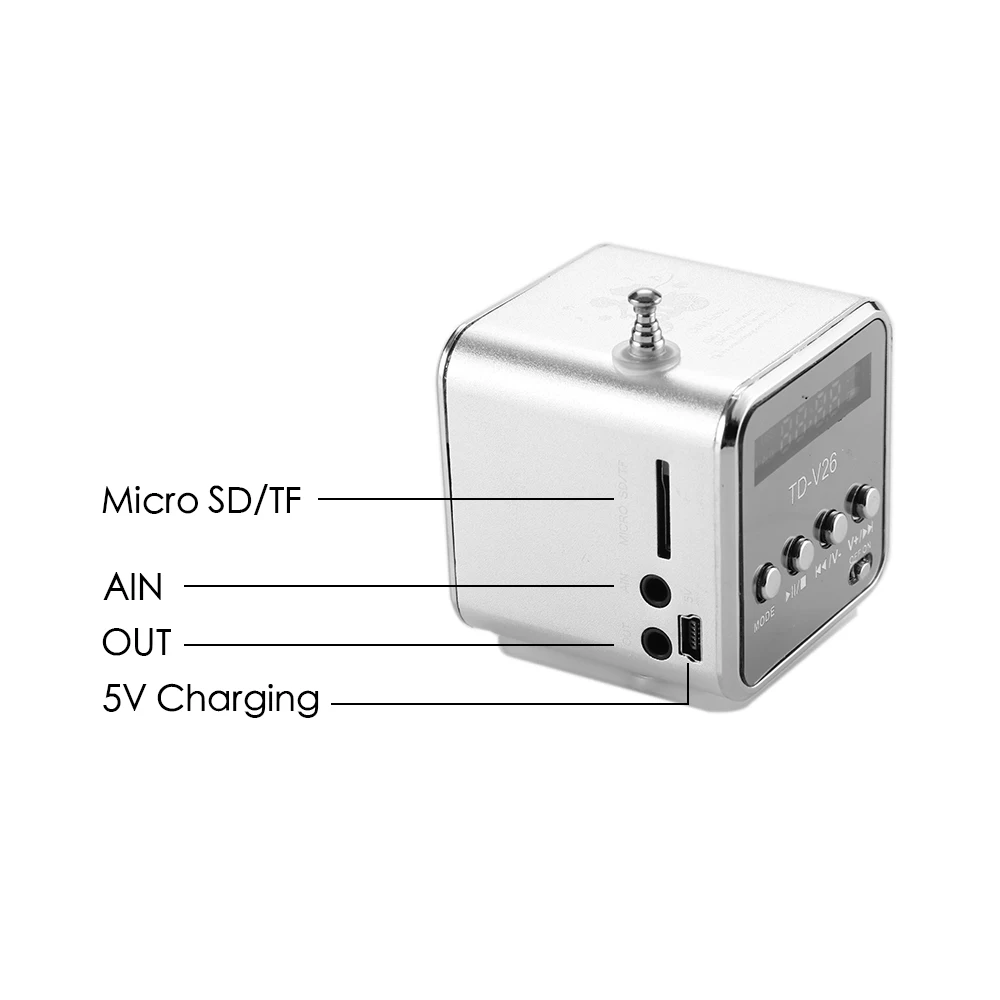 Vapeonly TD V26 цветной мини динамик стерео Бас музыкальный плеер Поддержка USB SD TF карта