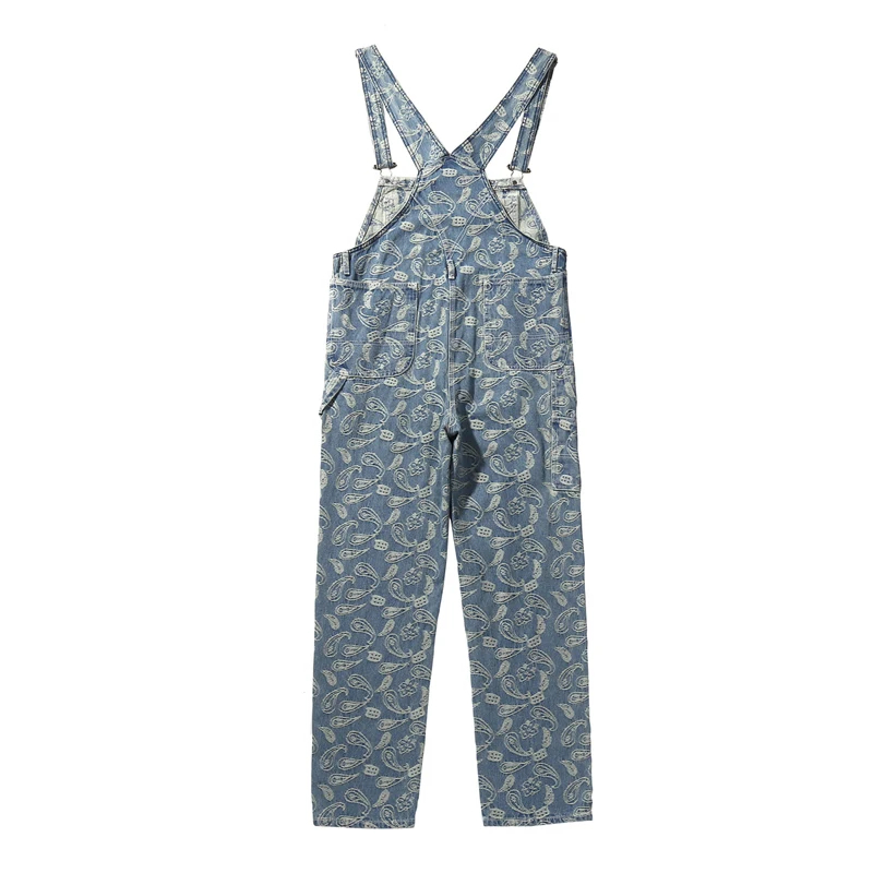 DARK ICON Bandana Dobby Overall Pants Men 2018 New Fashion Paisly Denim Men's Jeans Hip Hop Jeans Man Trousers 
