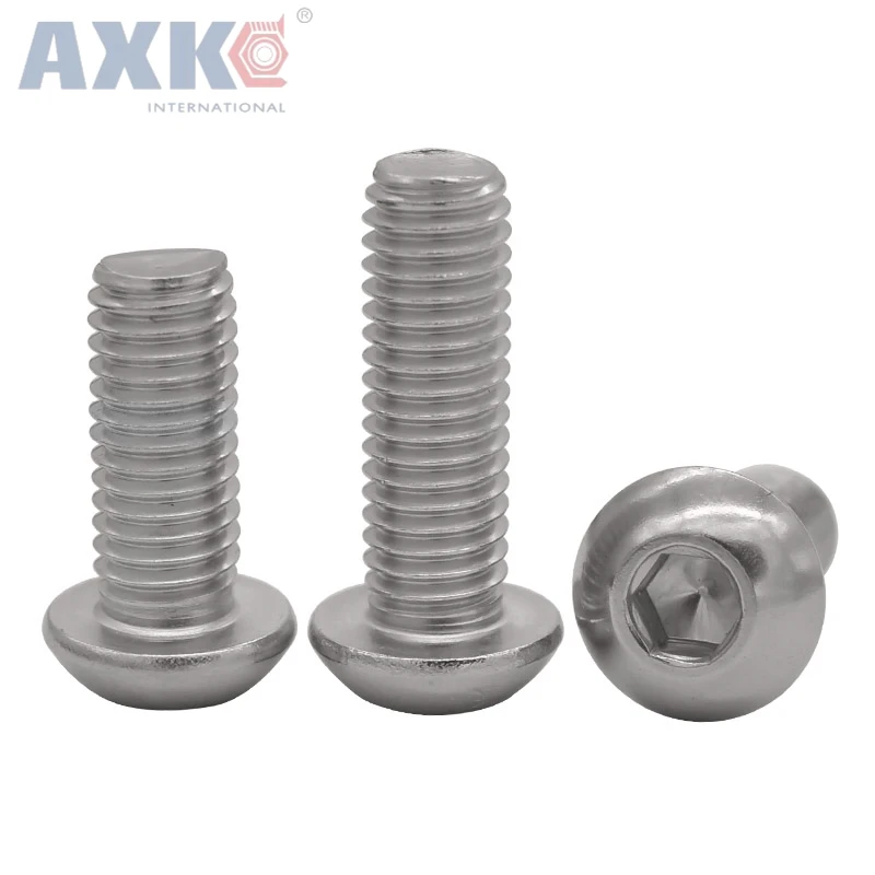 

50Pcs M2 M2.5 M3 M4 ISO7380 Stainless Steel 304 Round Head Screws Mushroom Hexagon HEX Socket Button Head Screw Bolt