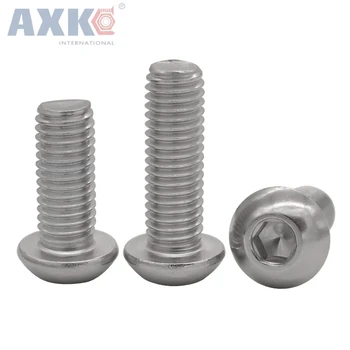 

50Pcs M2 M2.5 M3 M4 ISO7380 Stainless Steel 304 Round Head Screws Mushroom Hexagon HEX Socket Button Head Screw Bolt