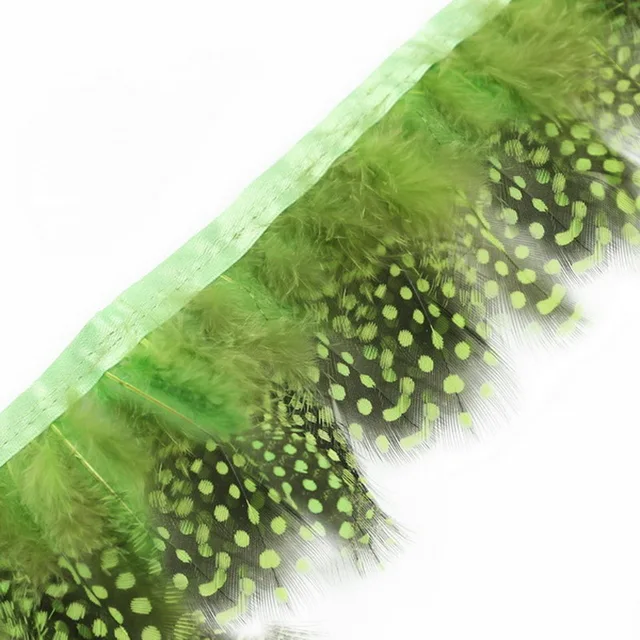 2Meters ADAMAI Natural Chicken Pheasant Feather Fringe Trim Fashion Party Dress