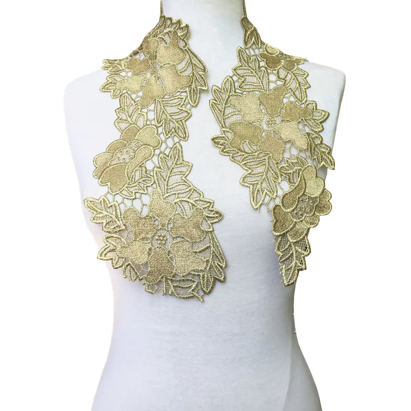 

2yard 15cm Gold Embroidered Lace Trim Applique Embroidery Hollow Flower Dentelle Lace Ribbon Sewing Accessories Encaje TR0024