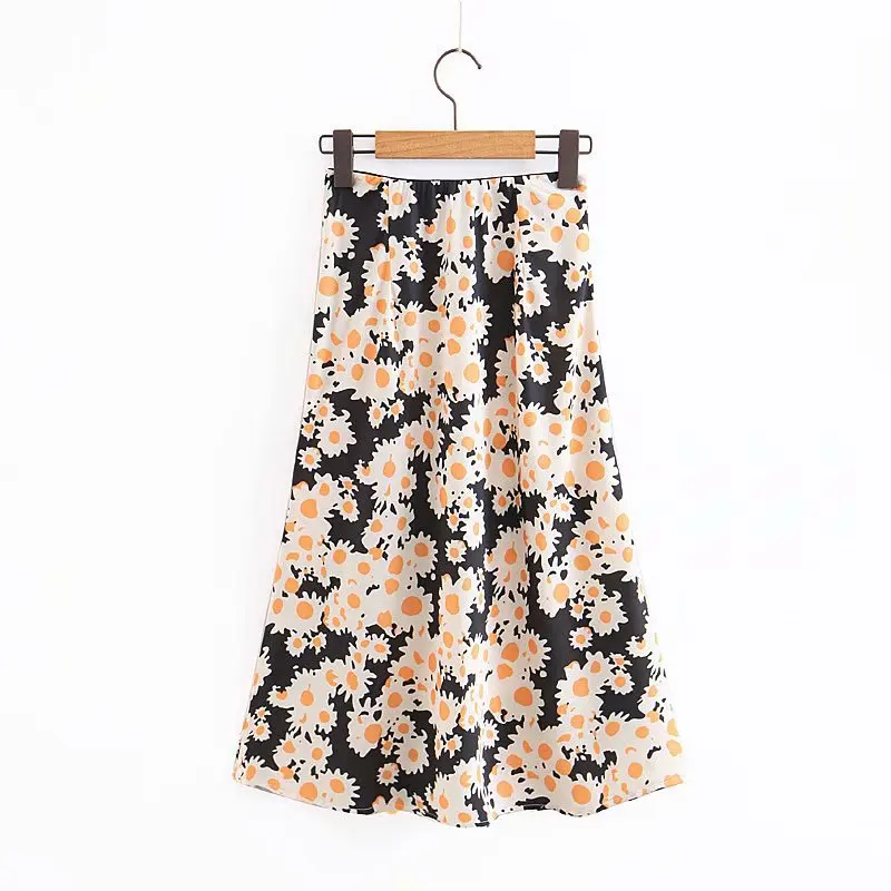 Summer Beach Vintage Elastic High Waist Skirt Leoprad Floral Print Skirts Womens Wild Things New Korean Fashion