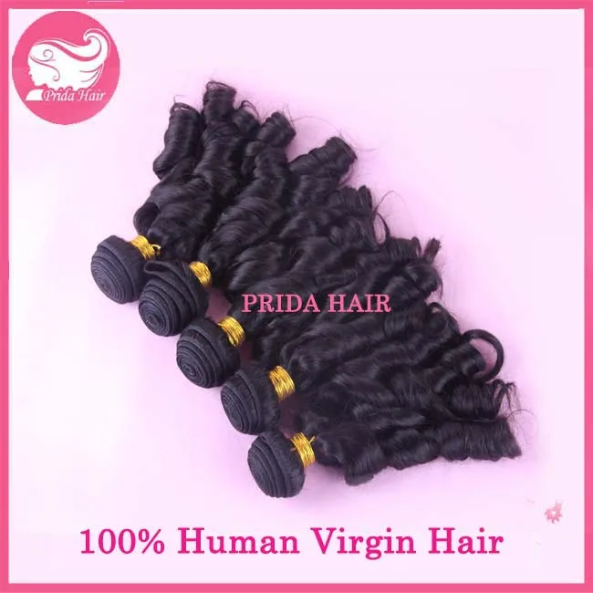 

Double Drawn 7A Virgin 5Pcs Lot  Peruvian Aunty Funmi Hair Extension Bouncy Curl Cheap Spiral Curls Human Virgin Hair Weave