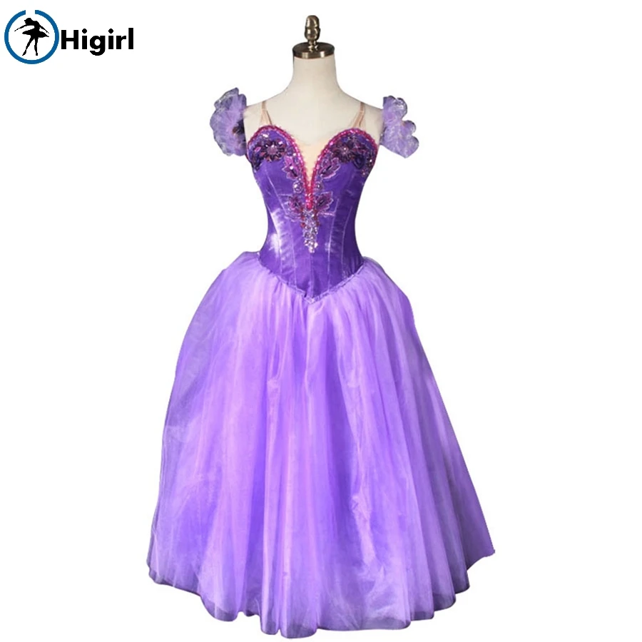 women purple romantic ballet dresses lyrical dance dresses ballerina professional dress child red ballet long costumes BT9088B