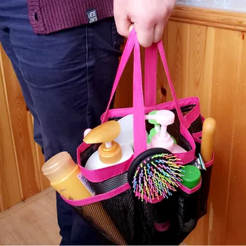 

Bath Storage Bags Hanging Mesh Bathroom Bag Shower Tote Cosmetics Organizer with 8 Pockets Portable Bath Bags