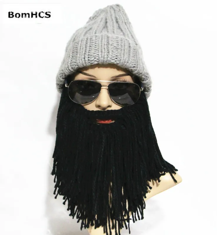 BomHCS унисекс Смешные Прохладный вязать Борода шапочка 100% ручной работы зима теплая маска шляпа Кепки вечерние лыжный