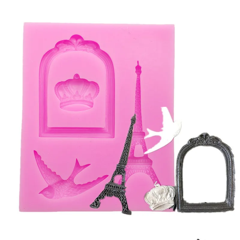 Eiffel Tower Bird Crown Silicone Fondant Mold For Cake