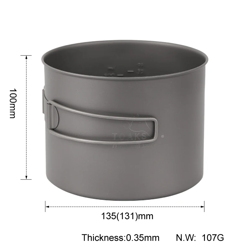2016 New Mode Toaks 1600ML Titanium Pot Set With Foldable Handle  Outdoor Tableware Camping Pot  Toaks Pan 