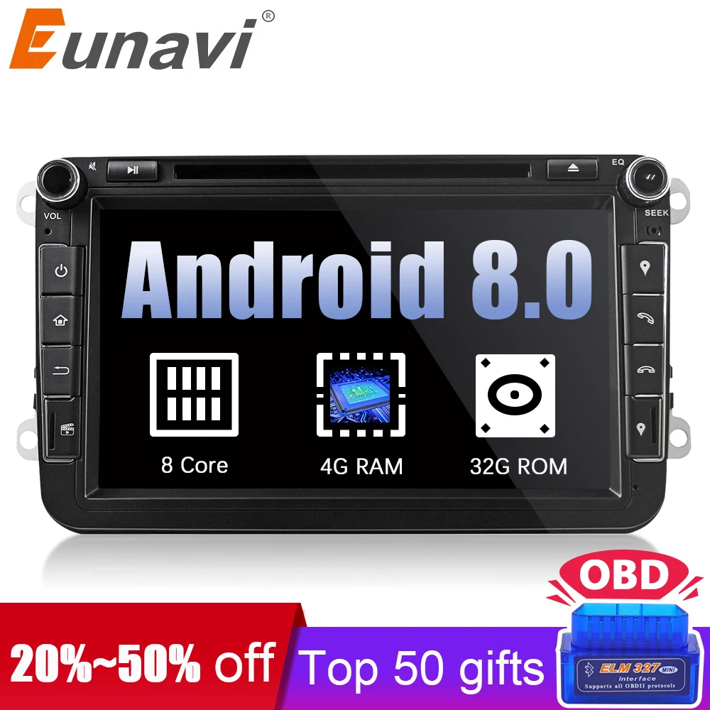 Eunavi 2 din Android 8 0 Octa Core 4GB RAM font b Car b font DVD