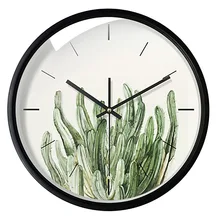 Reloj de pared de diseño moderno Vintage de planta verde reloj Digital mecanismo de pared Relojes Decoración del hogar cocina reloj silencioso 50Q212