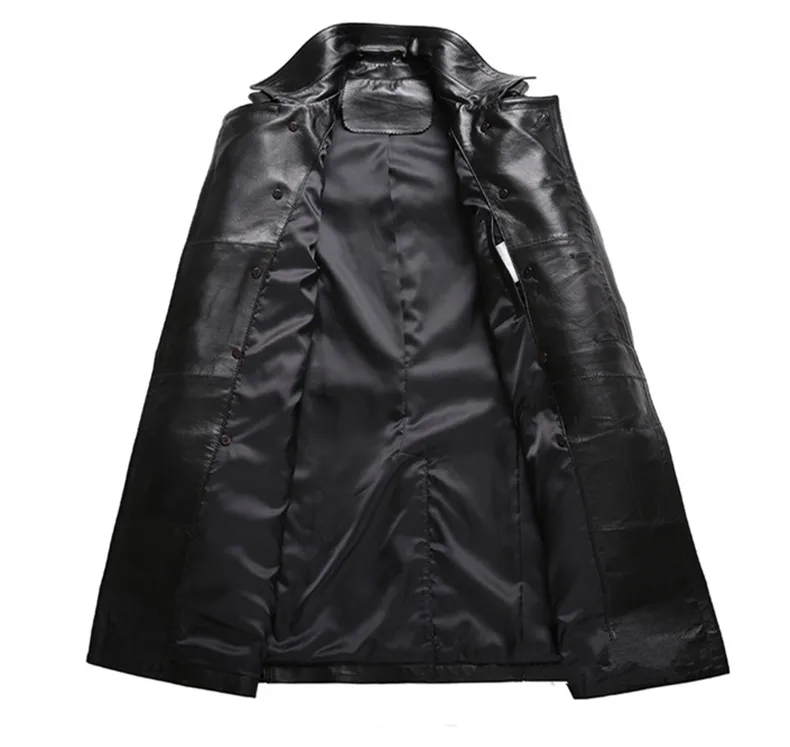 AIBIANOCEL/брендовая мужская куртка из натуральной кожи; весенние модные кожаные куртки из овчины; черные длинные стильные куртки em couro masculina