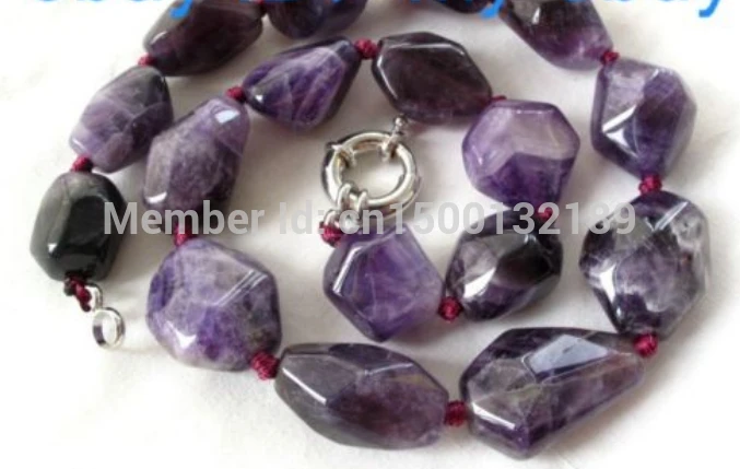 

j00557 Unusual 33mm Faceted Baroque Amethyst Necklace 14KGP GP