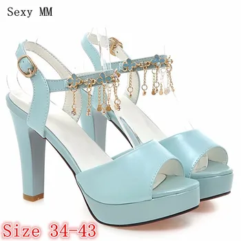

Summer Pumps Women Peep Toe High Heels Party Wedding Platform Gladiator Sandals Woman High Heel Shoes Plus Size 34-40.41.42.43